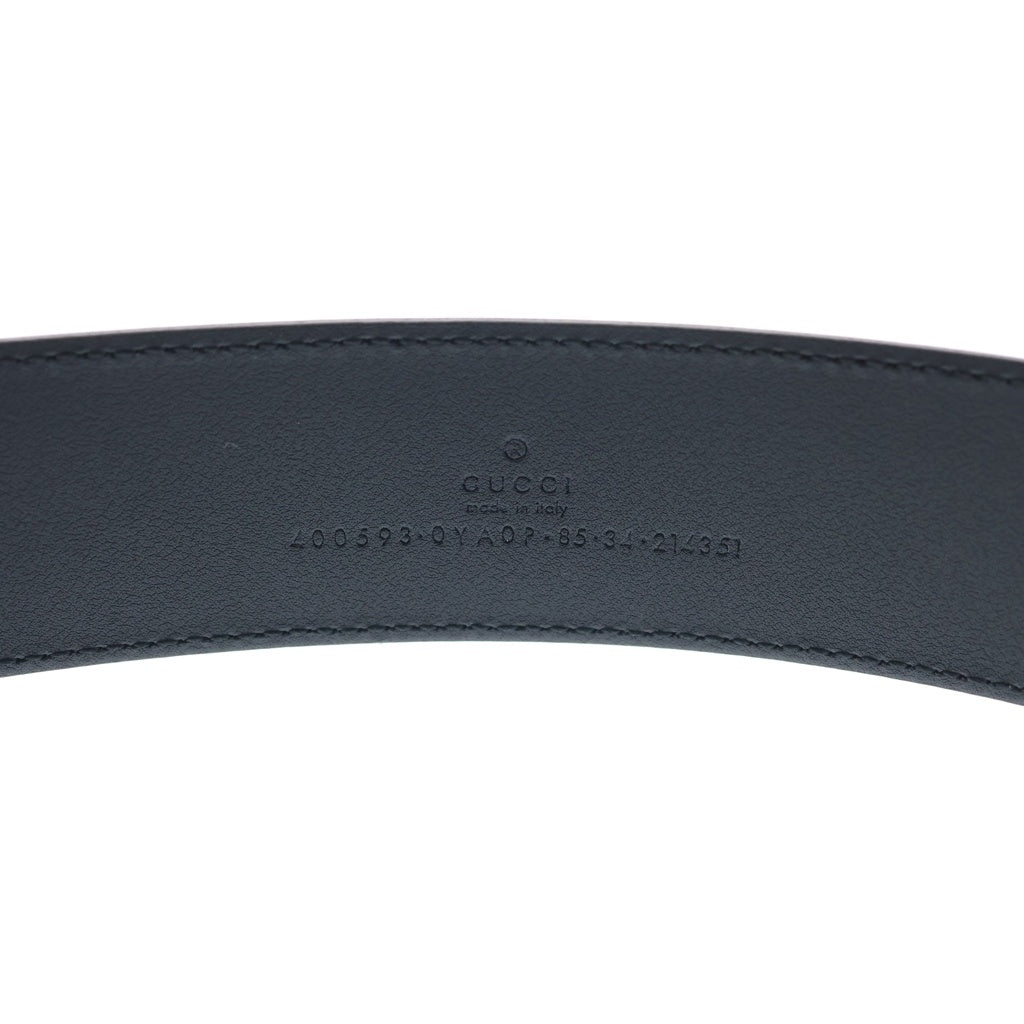 GUCCI(グッチ) Double G Belt ダブルG シルバーバックル レザーベルト ブラック 400593
