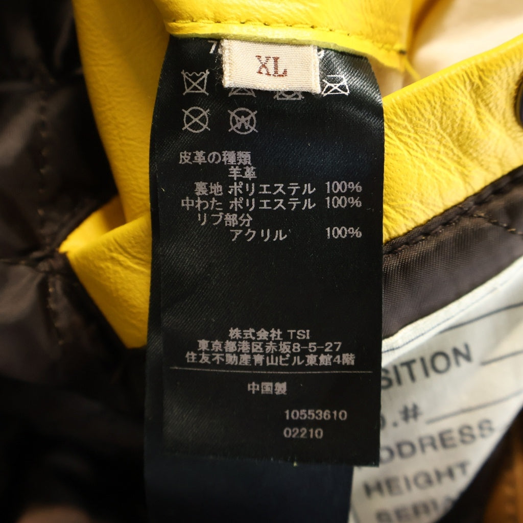 AVIREX(アヴィレックス) × STABRIDGE VARSITY JACKET BRIDGING THE GAP ラムレザーアーム スタジアムジャケット イエロー 783-4250019