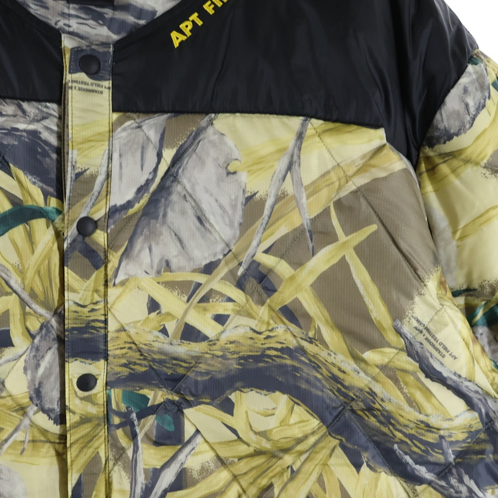 Marmot(マーモット) × STABRIDGE 750FP Down T-Shirt River Stone スタブリッジ スナップボタン ドローコード 総柄半袖ダウン ブラウン MTFW25MDW352AP