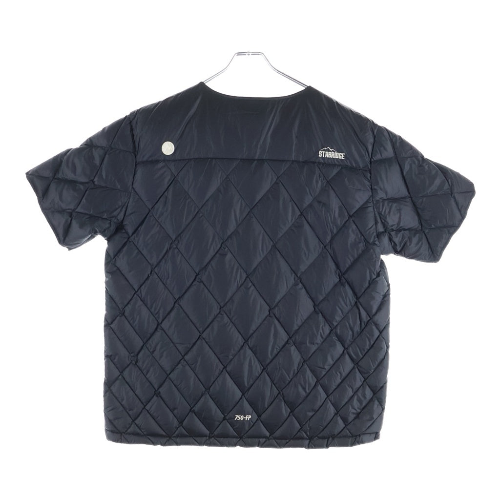 Marmot(マーモット) × STABRIDGE 750FP Down T-Shirt River Stone スタブリッジ スナップボタン ドローコード 半袖ダウン ブラック TSAMD325AP