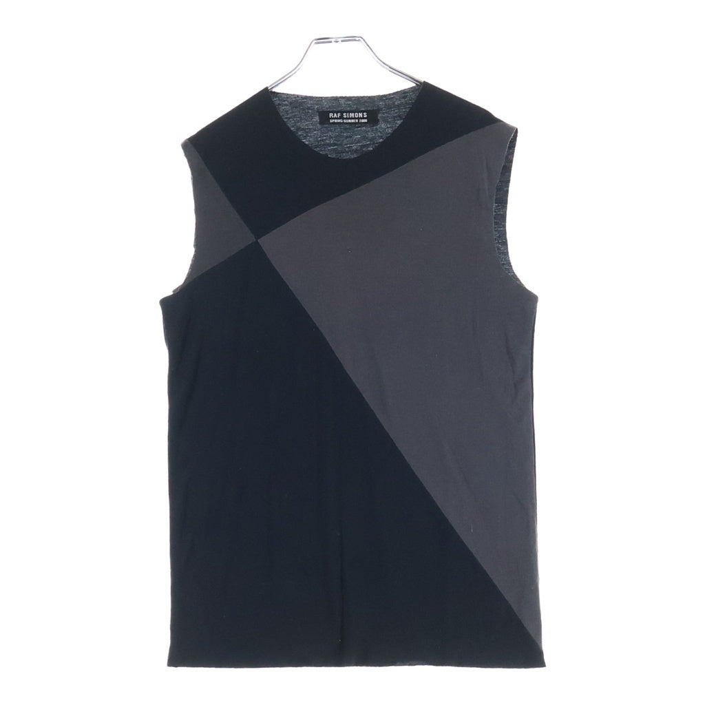 RAF SIMONS(ラフシモンズ) 00SS Archive Summa Cum Laude期 アシンメトリーカラーブラック タンクトップ ノースリーブ カットソー ブラック/グレー