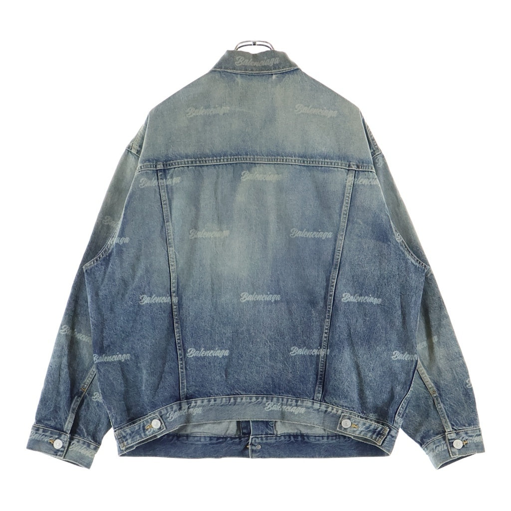 BALENCIAGA(バレンシアガ) Printed Denim Jacket 総柄 オーバーサイズデニムジャケット インディゴ 745037 TNW01