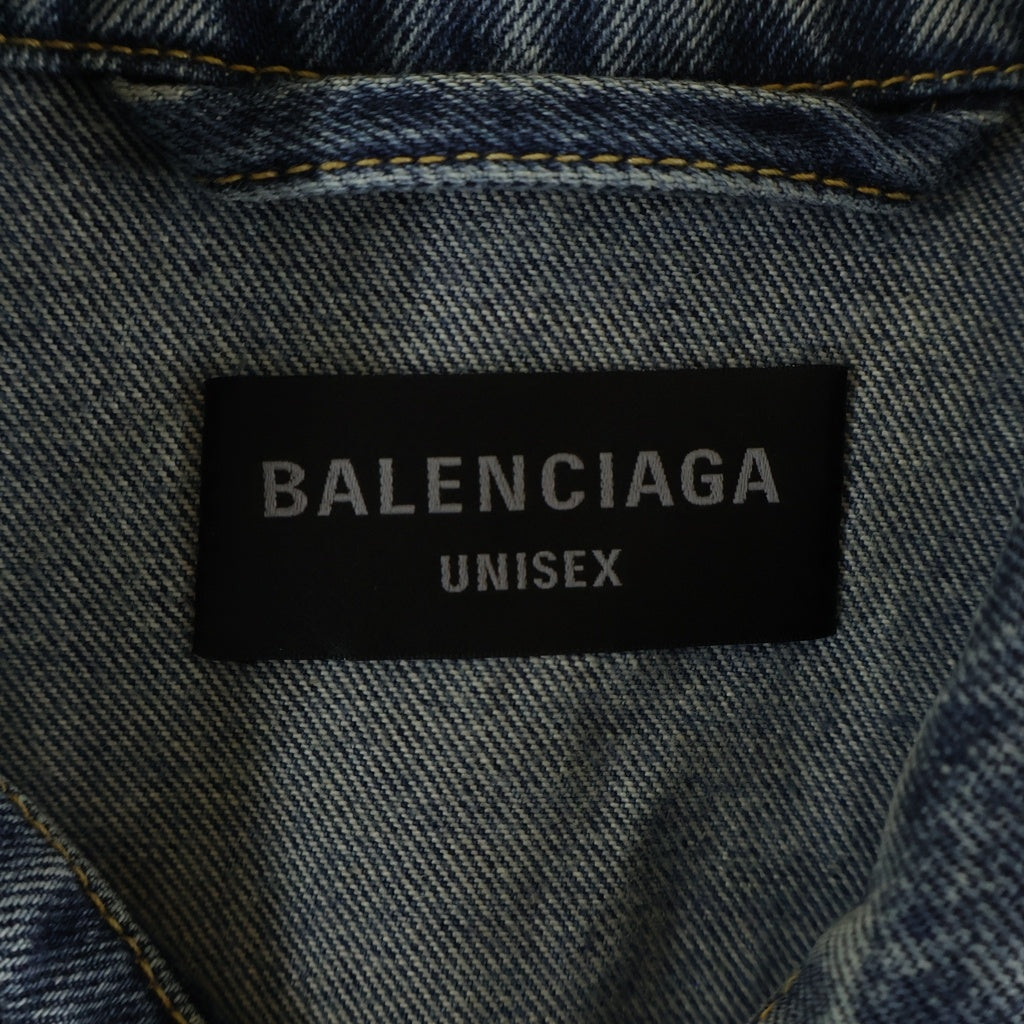 BALENCIAGA(バレンシアガ) Printed Denim Jacket 総柄 オーバーサイズデニムジャケット インディゴ 745037 TNW01