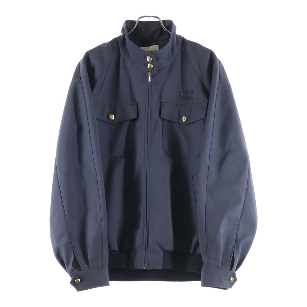 miumiu(ミュウミュウ) EMBROIDERED LOGO BLOUSON JACKET 刺繍ロゴ ブルゾンジャケット グレー ML1261SOOO17NJ ML1261