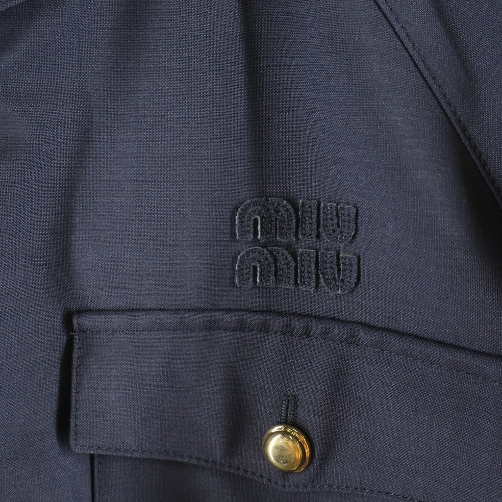 miumiu(ミュウミュウ) EMBROIDERED LOGO BLOUSON JACKET 刺繍ロゴ ブルゾンジャケット グレー ML1261SOOO17NJ ML1261