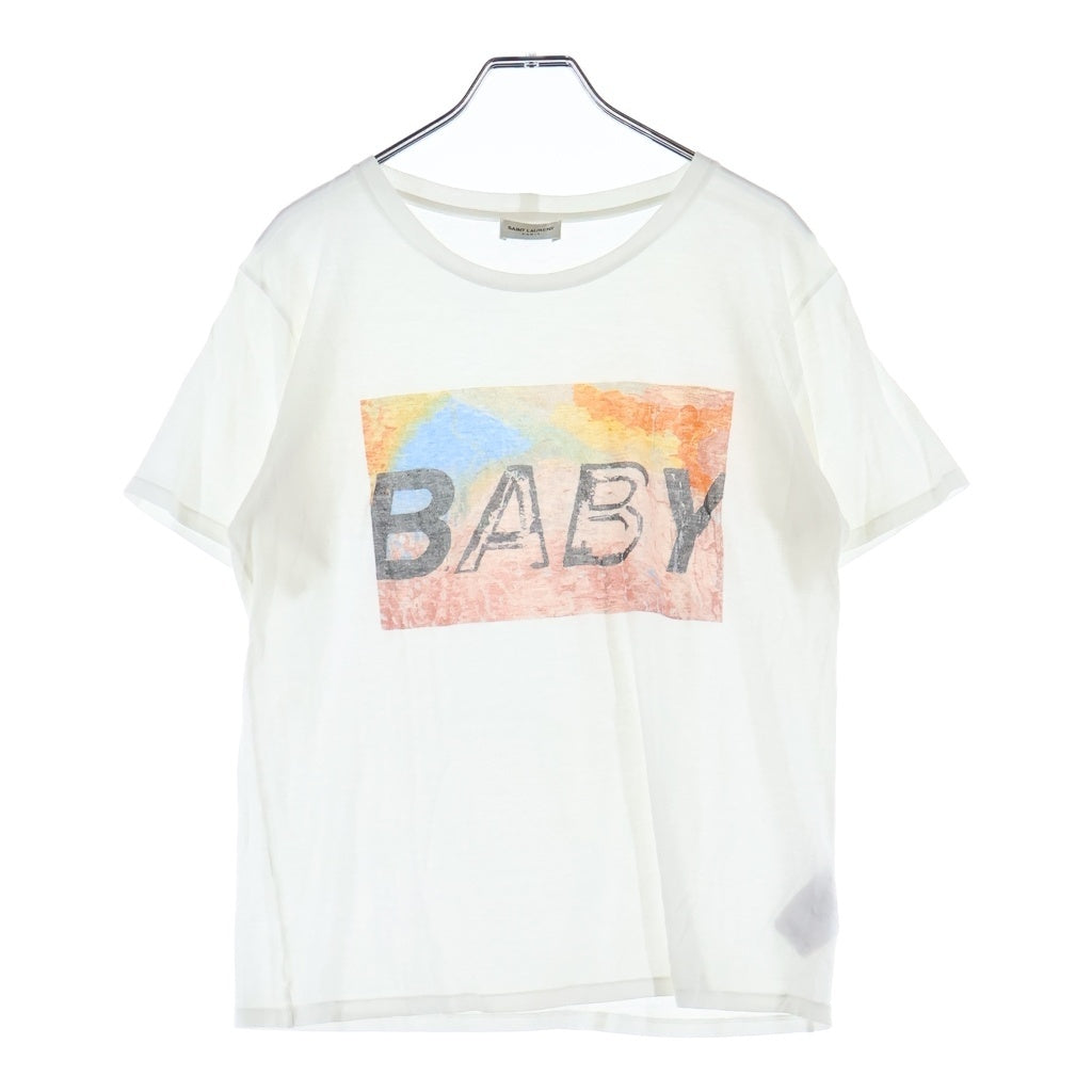 SAINT LAURENT PARIS(サンローランパリ) 16SS Hedi期 BABYプリント コットンクルーネックJ半袖Tシャツ カットソー ホワイト TK60 416625 Y2WW2 9008