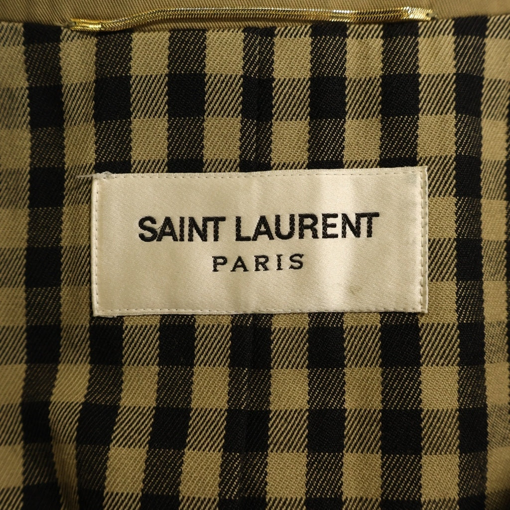 SAINT LAURENT PARIS(サンローランパリ) 15AW Hedi期 裏地チェック ベルテッドトレンチコート ブラウン 270-003-905-7560