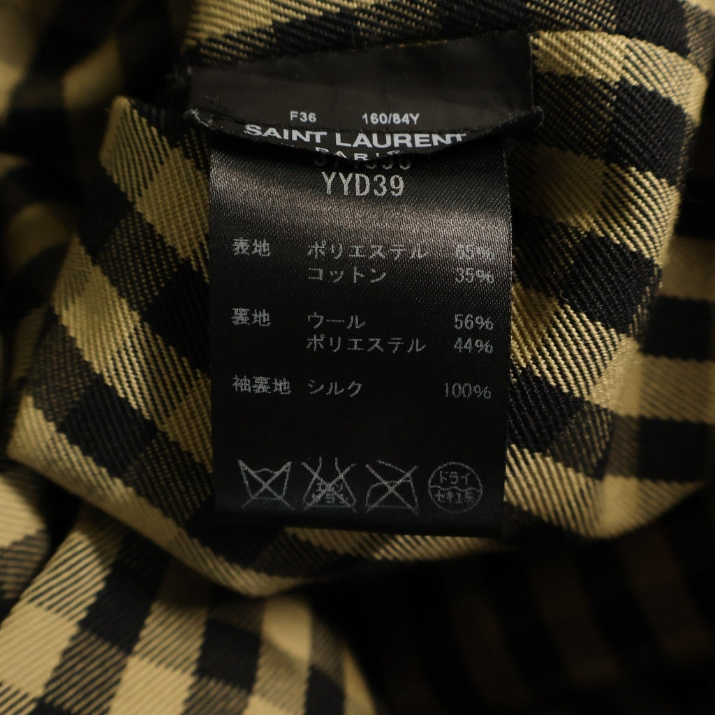 SAINT LAURENT PARIS(サンローランパリ) 15AW Hedi期 裏地チェック ベルテッドトレンチコート ブラウン 270-003-905-7560