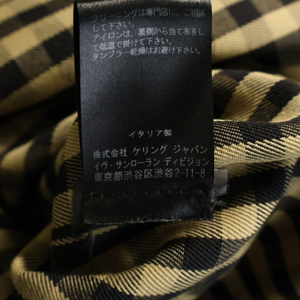SAINT LAURENT PARIS(サンローランパリ) 15AW Hedi期 裏地チェック ベルテッドトレンチコート ブラウン 270-003-905-7560