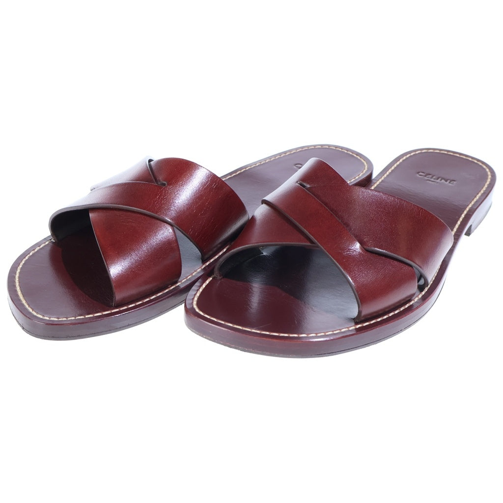 CELINE(セリーヌ) Leather Flat レザー フラットサンダル ボルドー レディース
