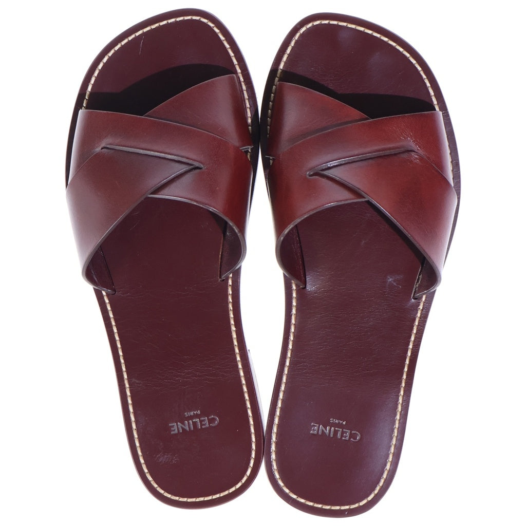 CELINE(セリーヌ) Leather Flat レザー フラットサンダル ボルドー レディース