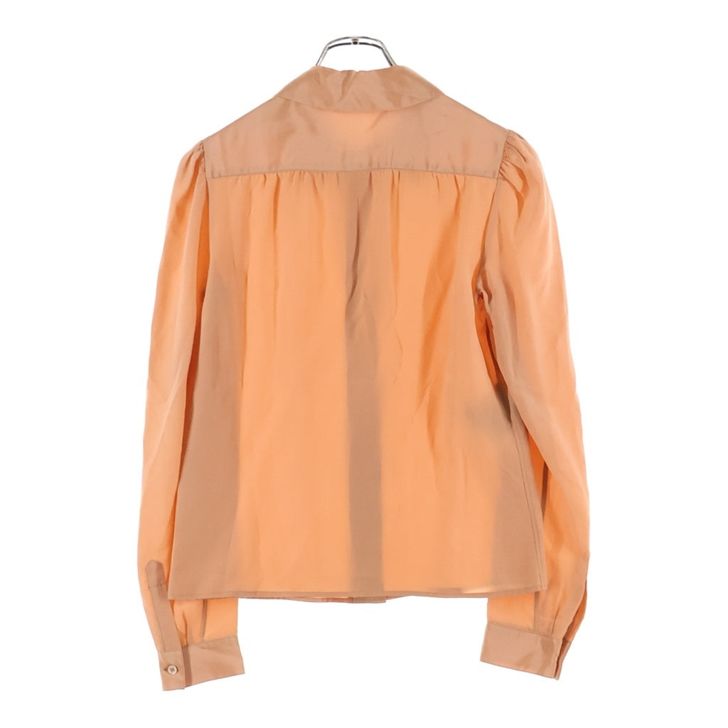 PRADA(プラダ) L/S Shirt ギャザー シルク ロングスリーブ 長袖シャツ オレンジ レディース