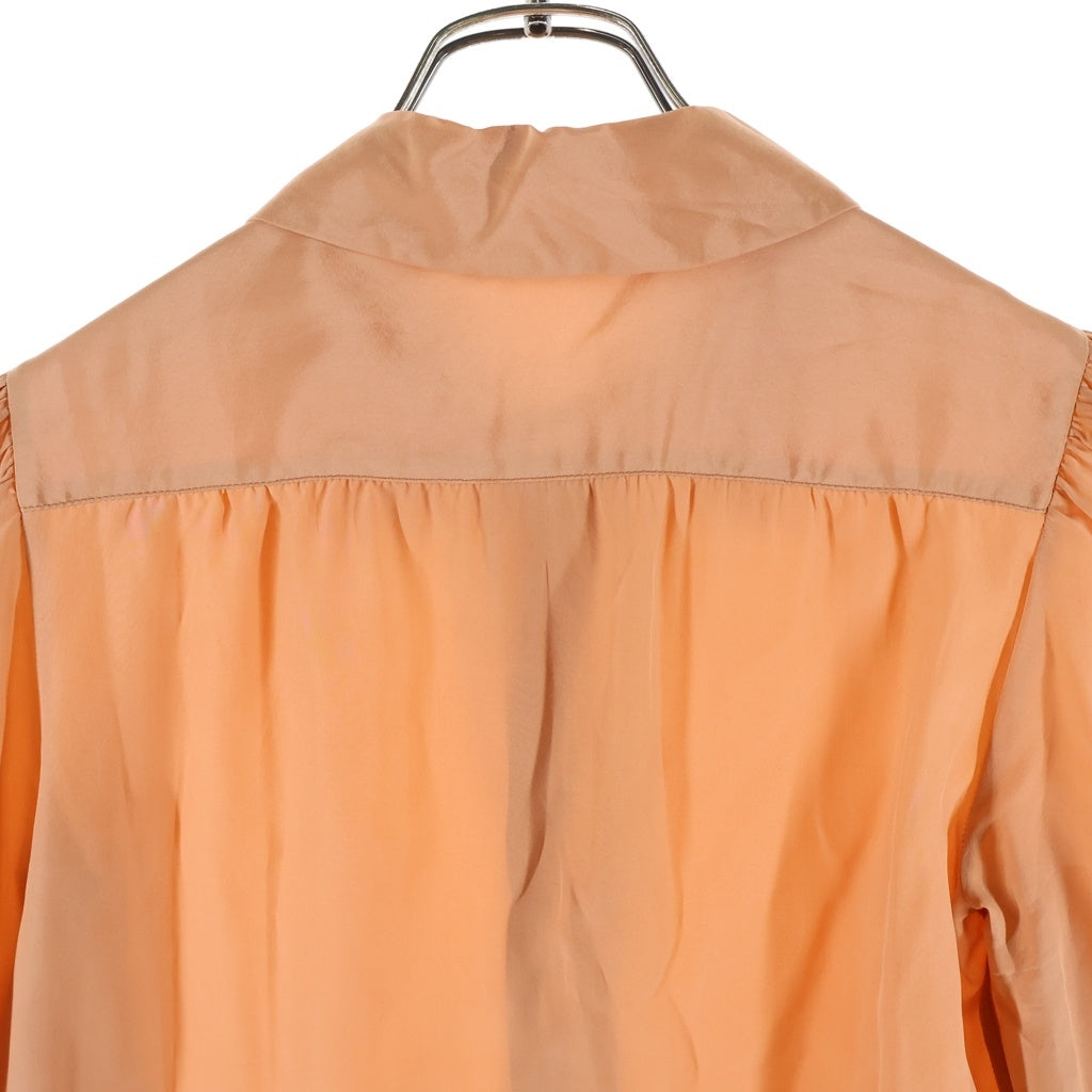 PRADA(プラダ) L/S Shirt ギャザー シルク ロングスリーブ 長袖シャツ オレンジ レディース