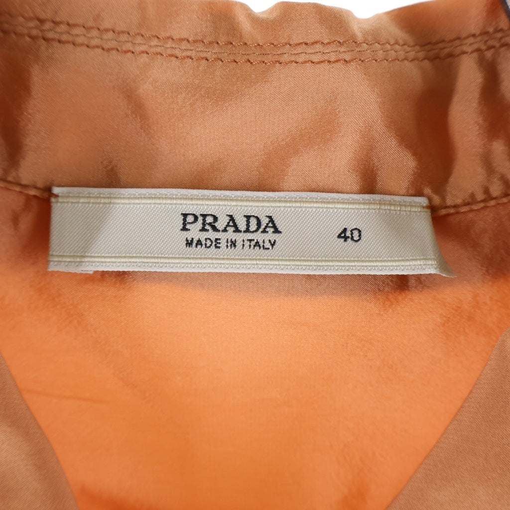 PRADA(プラダ) L/S Shirt ギャザー シルク ロングスリーブ 長袖シャツ オレンジ レディース