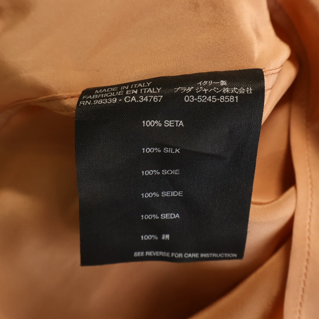 PRADA(プラダ) L/S Shirt ギャザー シルク ロングスリーブ 長袖シャツ オレンジ レディース
