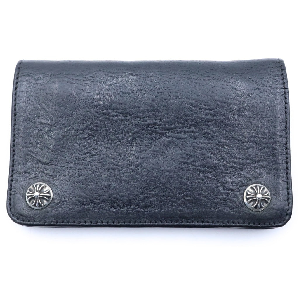 CHROME HEARTS(クロムハーツ) 1ZIP 1ジップ クロスボールボタン レザーウォレット 財布 ブラック BCA362