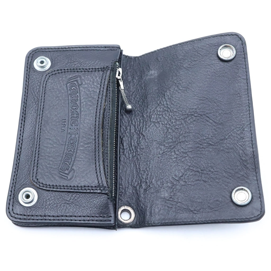 CHROME HEARTS(クロムハーツ) 1ZIP 1ジップ クロスボールボタン レザーウォレット 財布 ブラック BCA362