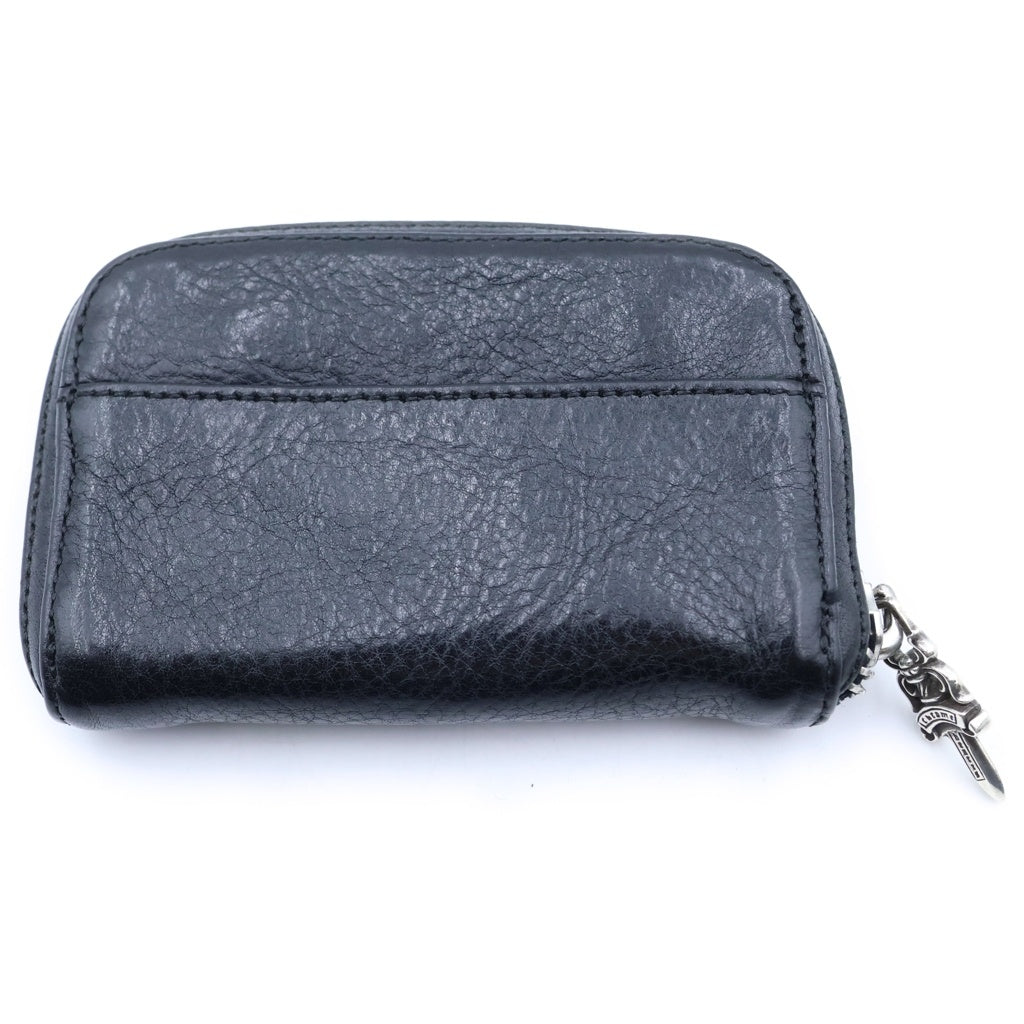 CHROME HEARTS(クロムハーツ) COIN CASE ダガーラウンドジップレザーコインケース 財布 ブラック