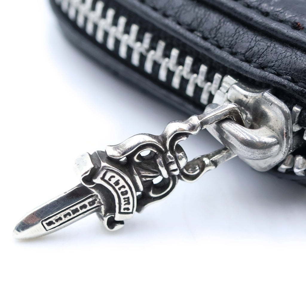 CHROME HEARTS(クロムハーツ) COIN CASE ダガーラウンドジップレザーコインケース 財布 ブラック