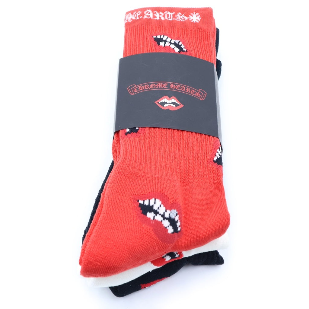 CHROME HEARTS(クロムハーツ) MATTY BOY CHOMPER SOCKS マッティボーイ チョンパーソックス 靴下 レッド/ブラック/ホワイト 3足セット