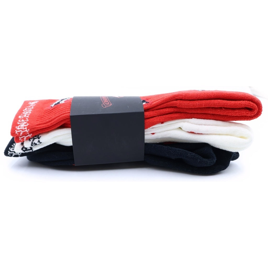 CHROME HEARTS(クロムハーツ) MATTY BOY CHOMPER SOCKS マッティボーイ チョンパーソックス 靴下 レッド/ブラック/ホワイト 3足セット