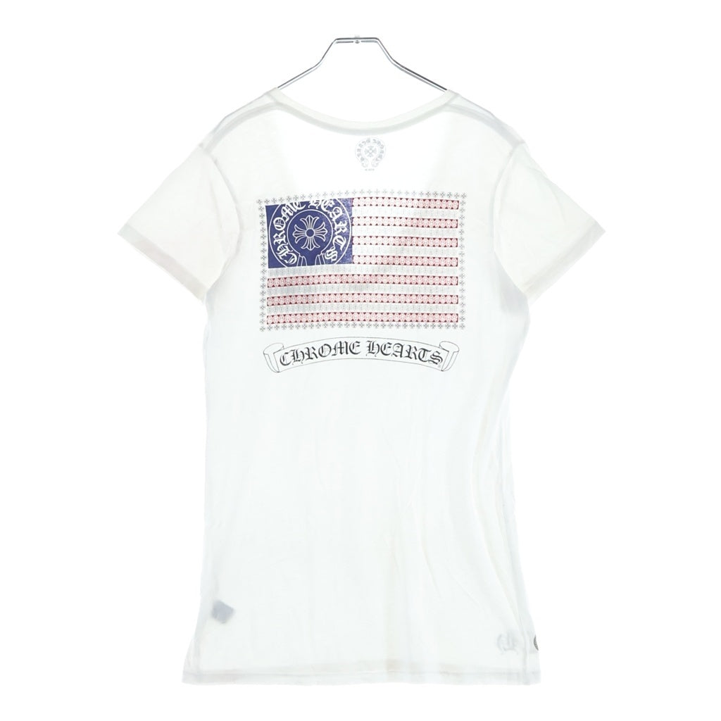 CHROME HEARTS(クロムハーツ) OLD Back American Flag Tee オールド バック アメリカン フラッグ Vネック 半袖Tシャツ カットソー ホワイト