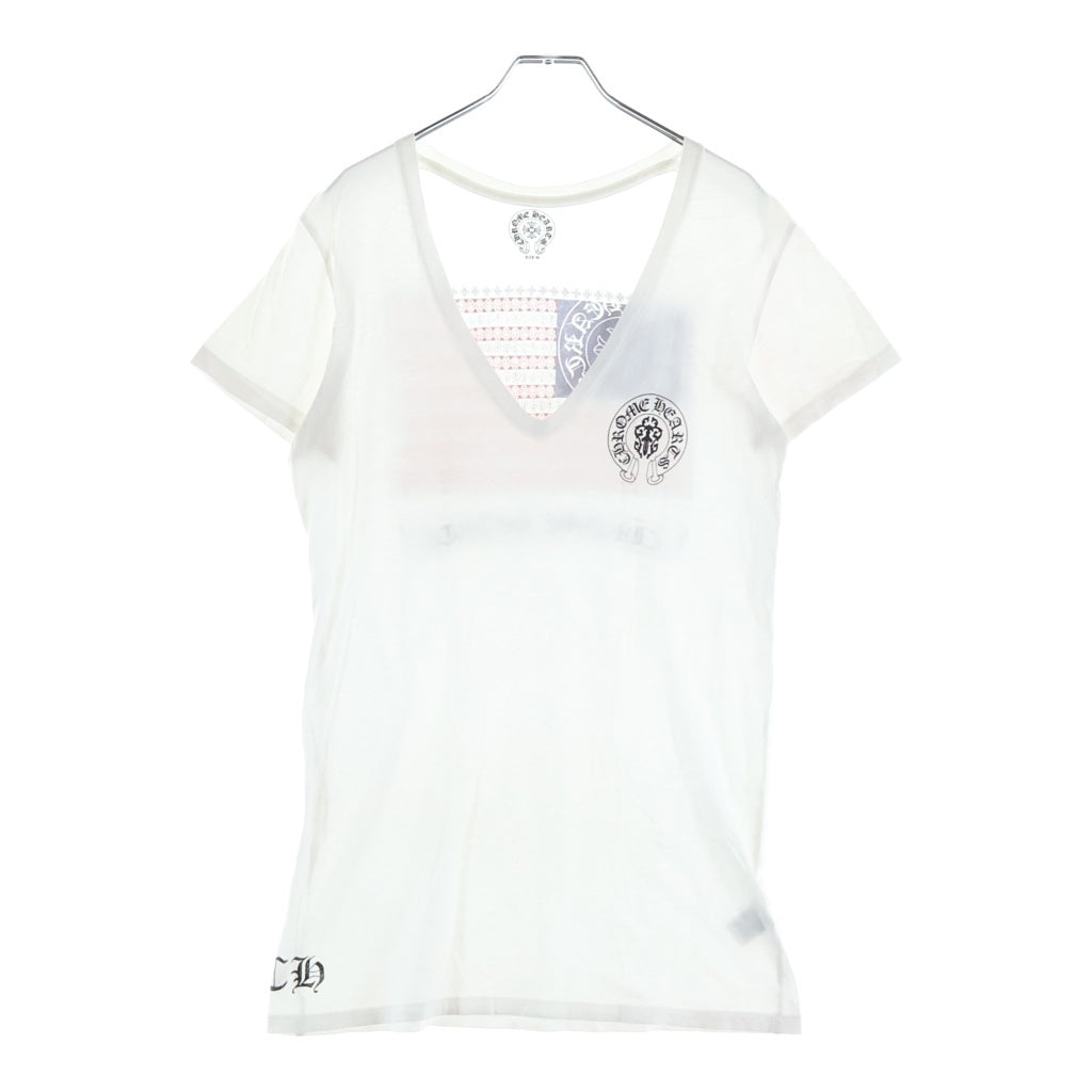 CHROME HEARTS(クロムハーツ) OLD Back American Flag Tee オールド バック アメリカン フラッグ Vネック 半袖Tシャツ カットソー ホワイト