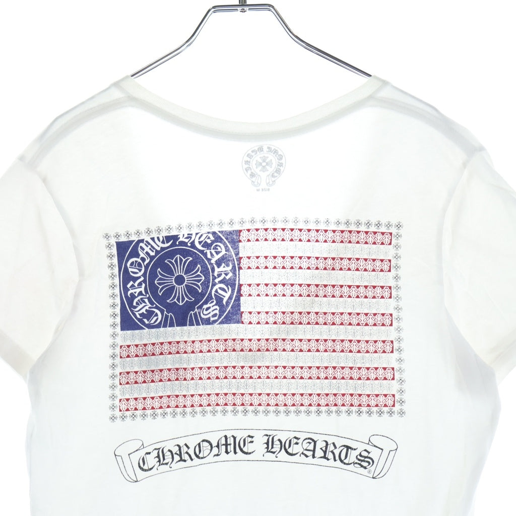 CHROME HEARTS(クロムハーツ) OLD Back American Flag Tee オールド バック アメリカン フラッグ Vネック 半袖Tシャツ カットソー ホワイト