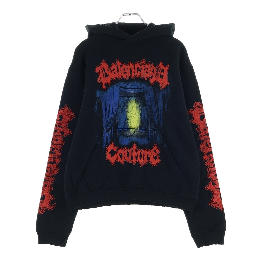 BALENCIAGA(バレンシアガ) 26SS Medium Fit Hoodie グラフィック プリント プルオーバーパーカー フーディ ブラック 851238 TUV09