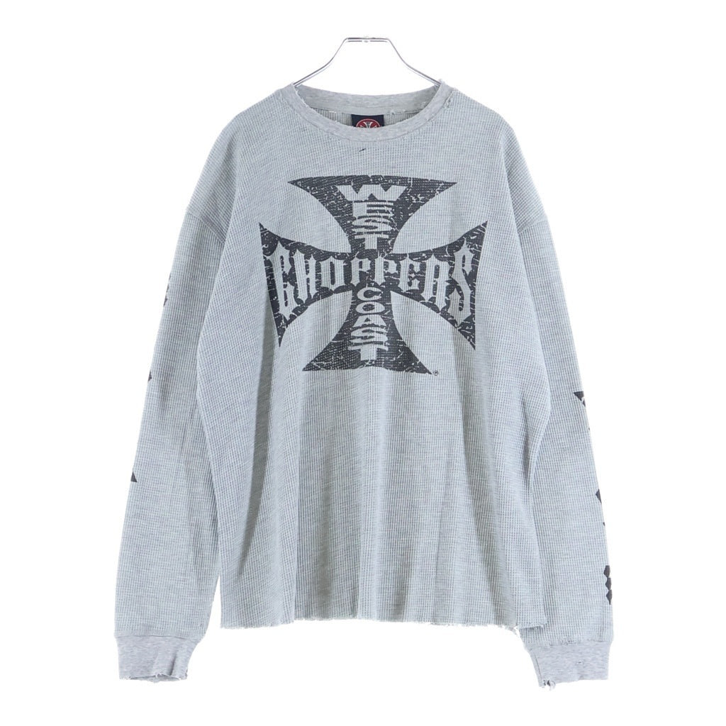 VINTAGE(ヴィンテージ) 00s West Coast Choppers Thermal L/S Tee ウエストコーストチョッパーズ アイアンクロス サーマル 長袖Tシャツ カットソー グレー