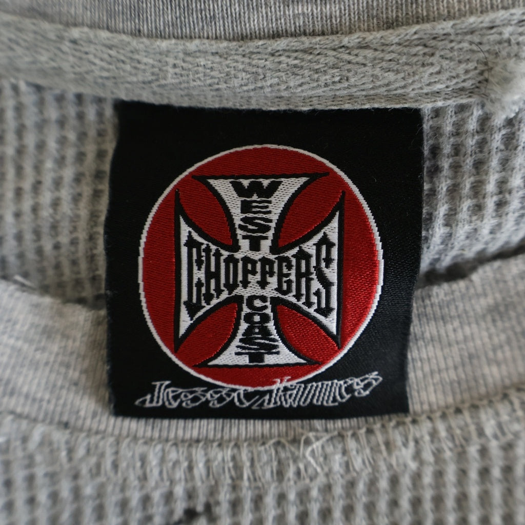 VINTAGE(ヴィンテージ) 00s West Coast Choppers Thermal L/S Tee ウエストコーストチョッパーズ アイアンクロス サーマル 長袖Tシャツ カットソー グレー