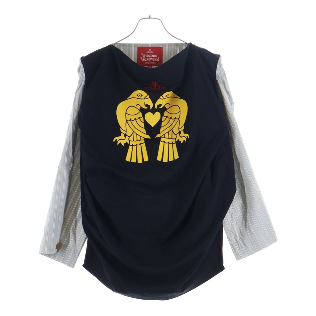 Vivienne Westwood(ヴィヴィアンウエストウッド) REDLABEL Twin Bird Docking L/S Tee ツインバード ドッキング 切り替え ロングスリーブ 長袖Tシャツ シャツ ブラック/グレー レディース