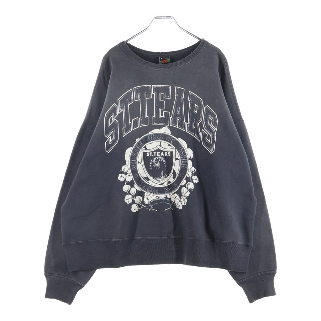 SAINT MICHAEL(セントマイケル) 24SS ×DENIM TEARS DT CRW SWEAT / ST.TEARS デニムティアーズ ダメージ加工 クルーネックスウェットトレーナー グレー SM-YS8-0000-C02