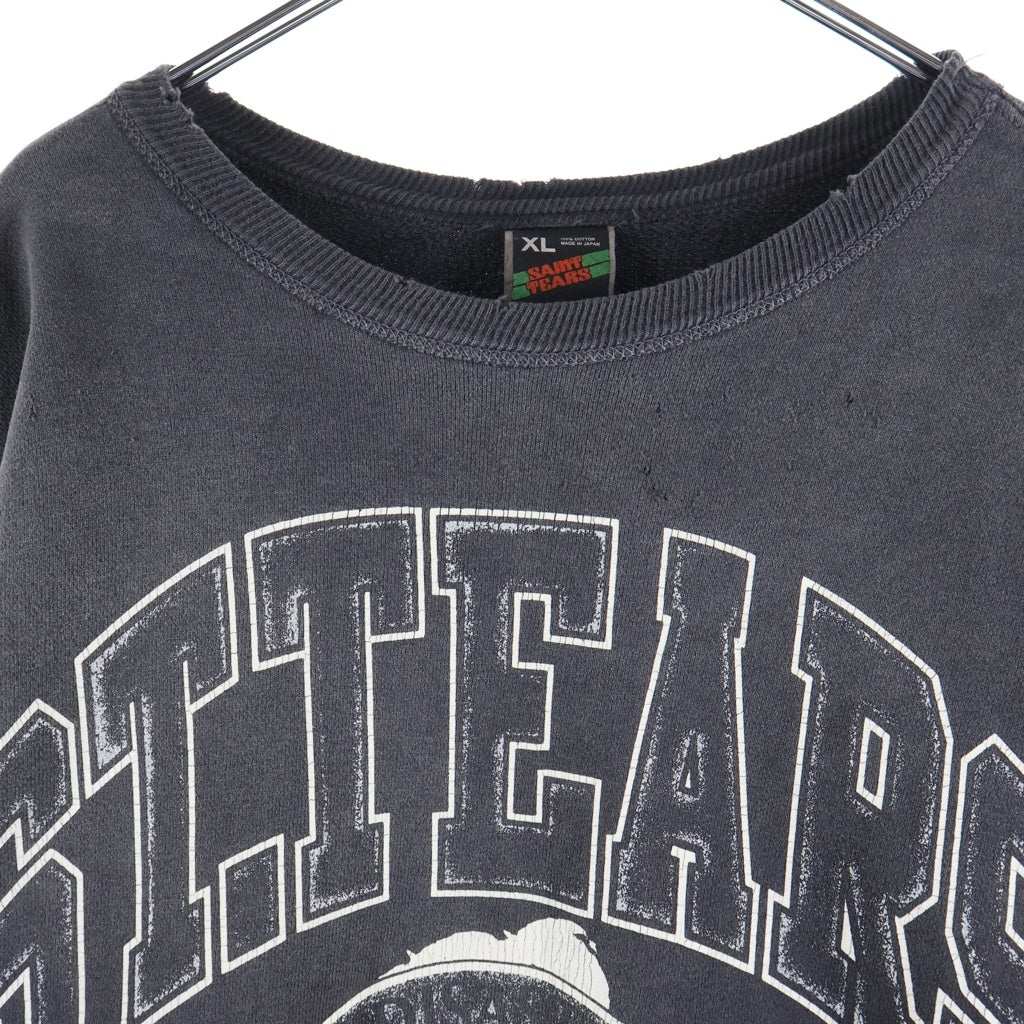 SAINT MICHAEL(セントマイケル) 24SS ×DENIM TEARS DT CRW SWEAT / ST.TEARS デニムティアーズ ダメージ加工 クルーネックスウェットトレーナー グレー SM-YS8-0000-C02