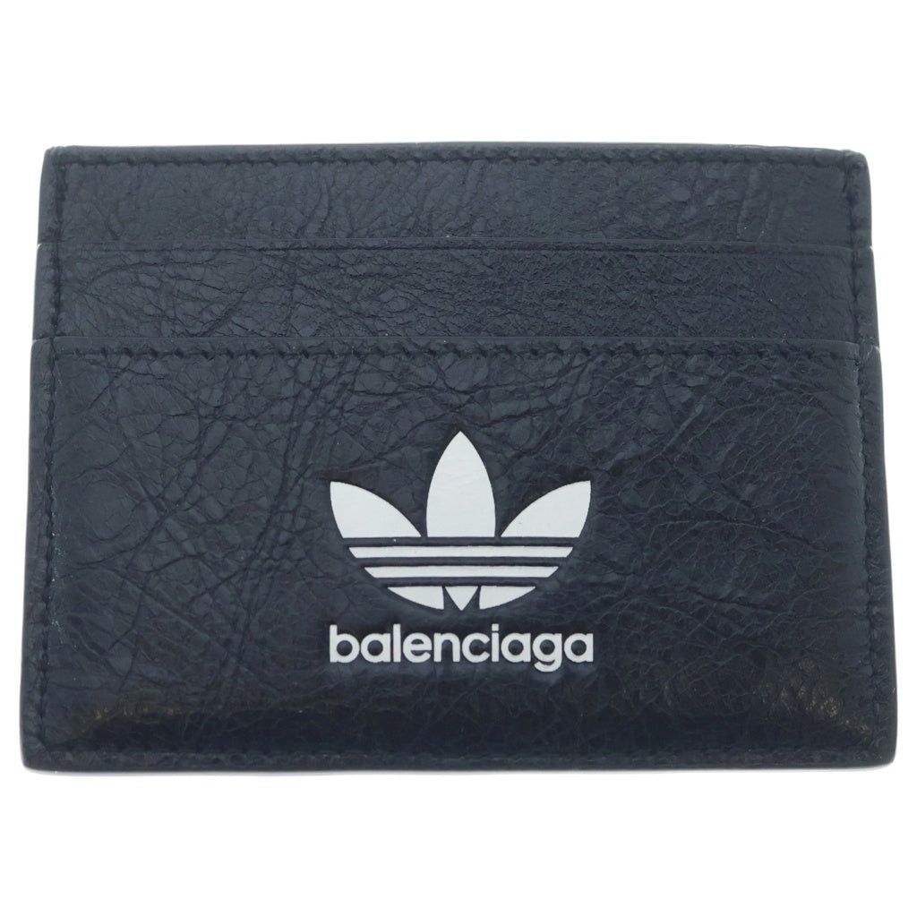 BALENCIAGA(バレンシアガ) ×ADIDAS トレフォイルロゴ カーフレザーカードケース ブラック 568148