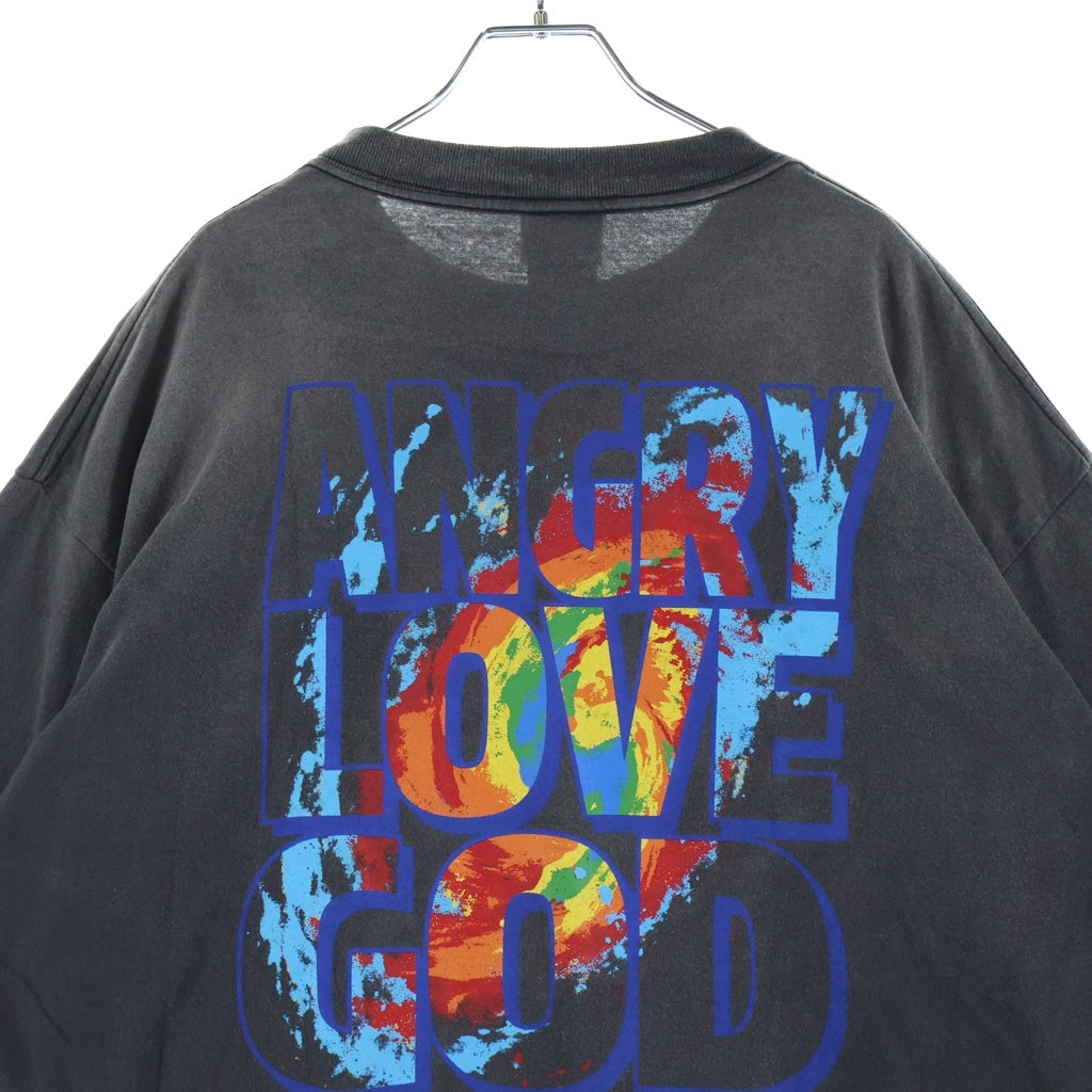 SAINT MICHAEL(セントマイケル) 24AW CP ANGRY LV GD Tee × カクタス プラント フリー マーケット 半袖Tシャツ カットソー ブラック SM-YS1-0000-C05