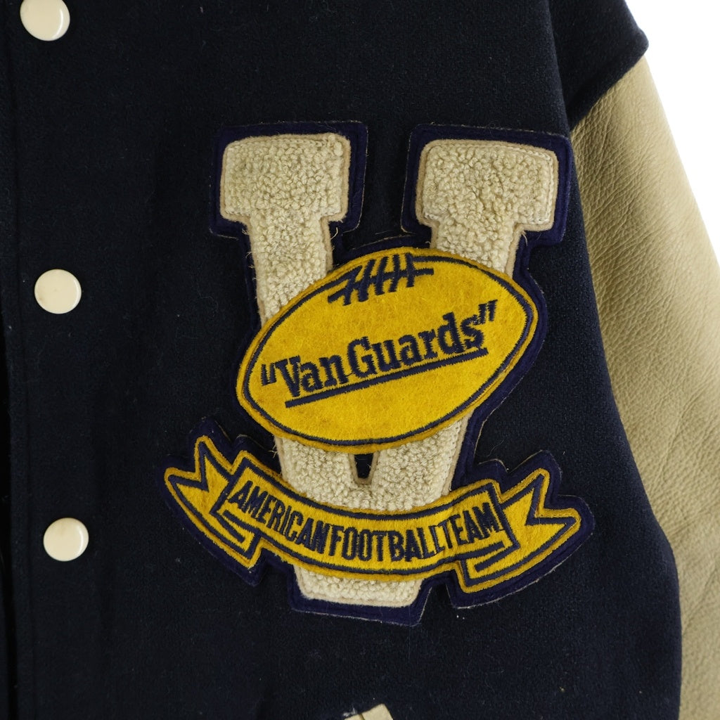 VAN(ヴァン) Leather Wool Stadium Jacket レザー ウール スタジャン ネイビー JW-10504