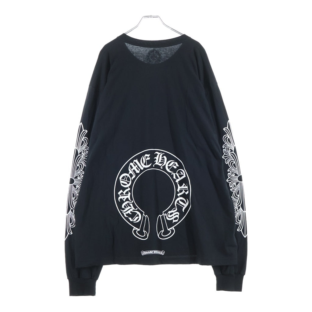 CHROME HEARTS(クロムハーツ) CH L/S T-SHIRT アームフローラル バックホースシュープリント 長袖Tシャツ ロンT ブラック