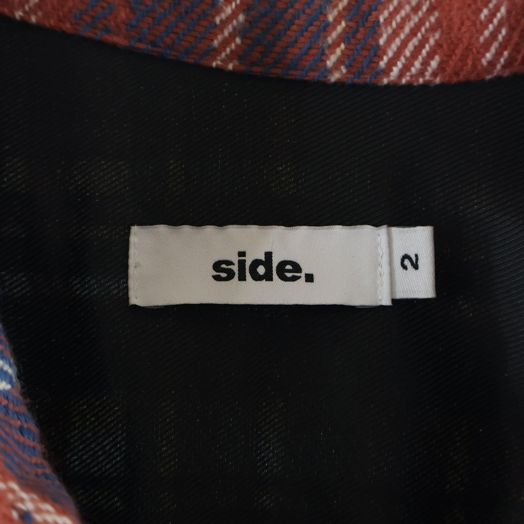 NO BRAND(ノーブランド) SIDE SERVICE (サイドサービス) Japnese Flannel Raw Edge Check L/S Shirt Jaket ロウエッジ ダメージ加工 シャツ レッド