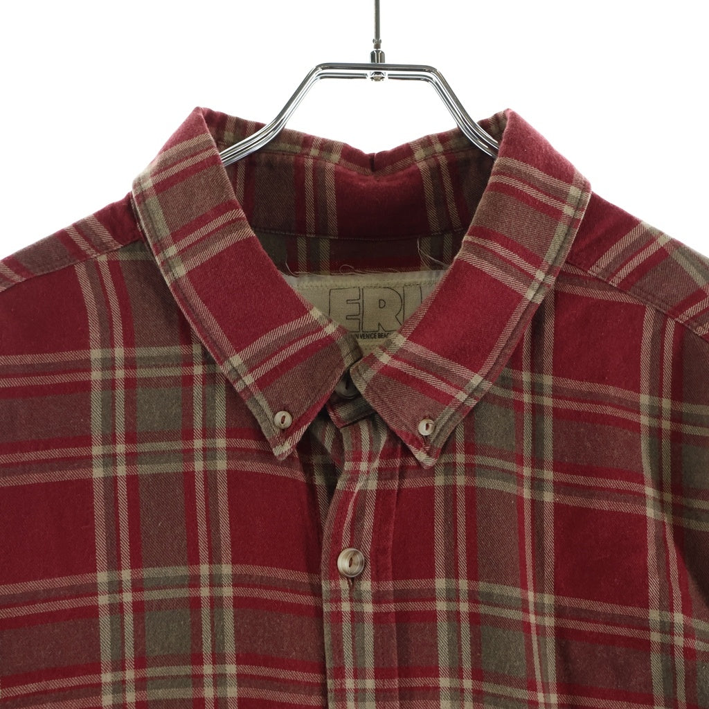 ERL(イーアールエル) Check L/S Shirt チェックシャツ レッド ERL09-B001-B007