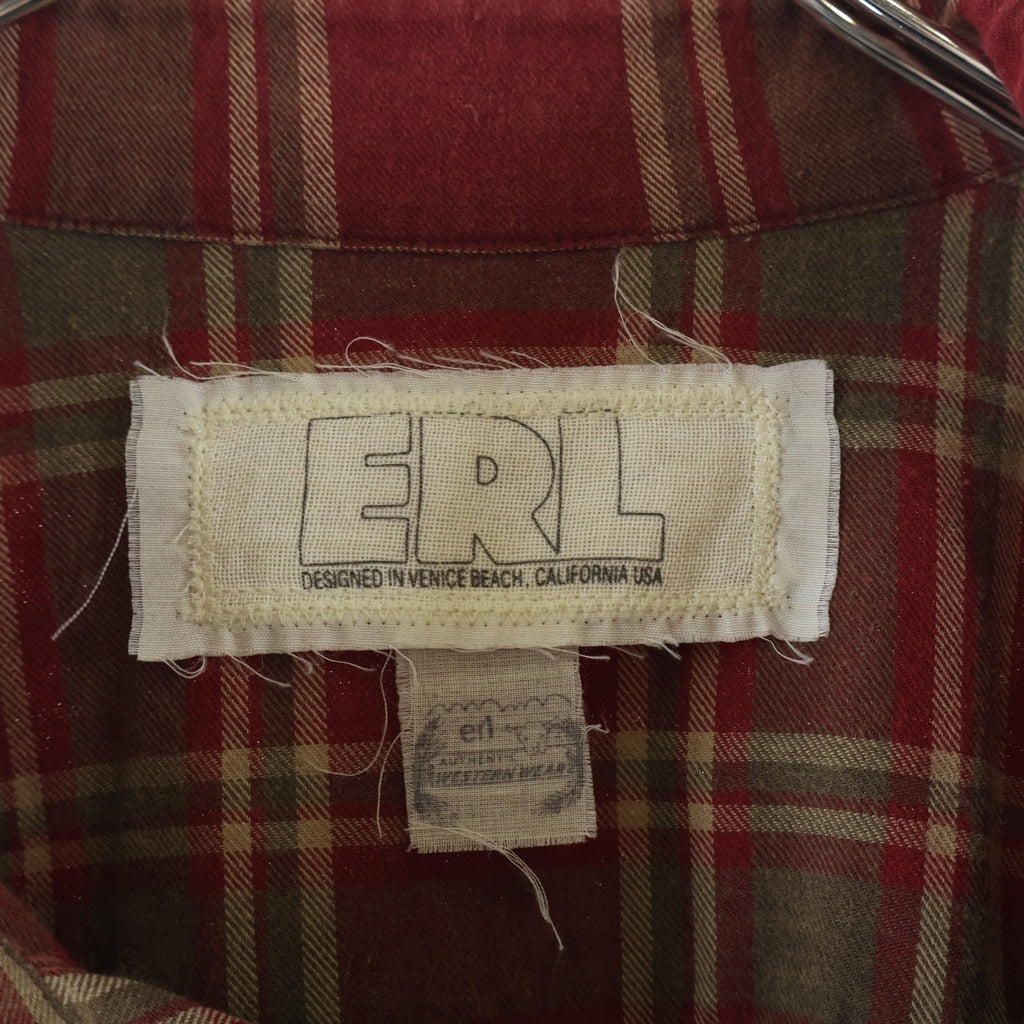 ERL(イーアールエル) Check L/S Shirt チェックシャツ レッド ERL09-B001-B007