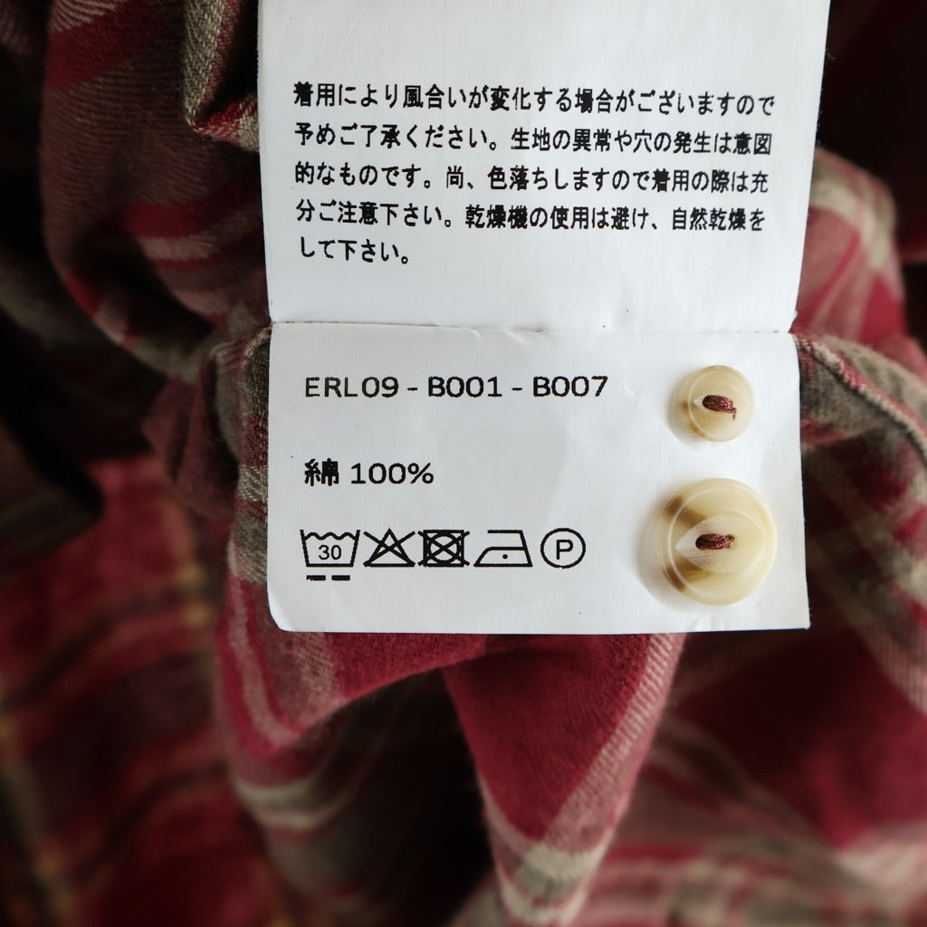 ERL(イーアールエル) Check L/S Shirt チェックシャツ レッド ERL09-B001-B007