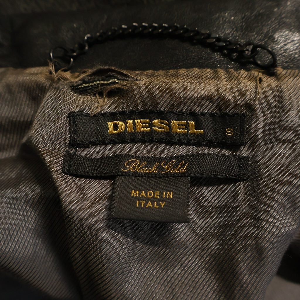 DIESEL BLACK GOLD(ディーゼルブラックゴールド) LEATHER COLLAR WOOL 5BJACKET レザー切り替え エルボーパッチ ウール ジャケット グレー