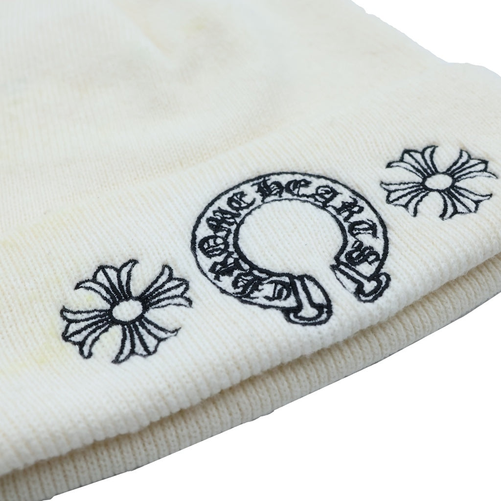 CHROME HEARTS(クロムハーツ) WATCH CAP ホースシュー CHプラス 刺繍 アクリルワッチ ビーニー ホワイト