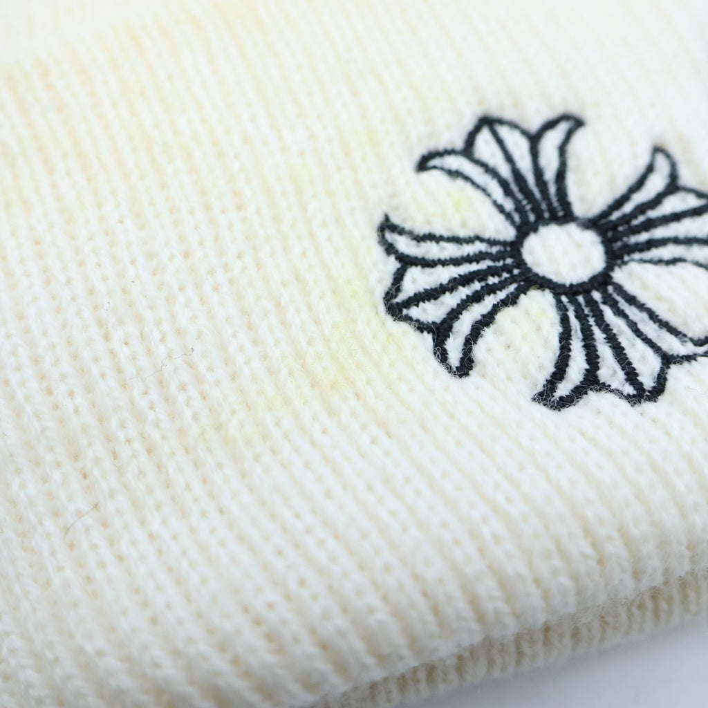 CHROME HEARTS(クロムハーツ) WATCH CAP ホースシュー CHプラス 刺繍 アクリルワッチ ビーニー ホワイト