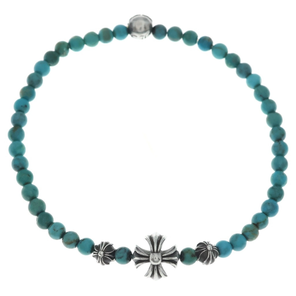 CHROME HEARTS(クロムハーツ) BEAD 4mm CHクロス ターコイズビーズ ブレスレット ブルー/シルバー