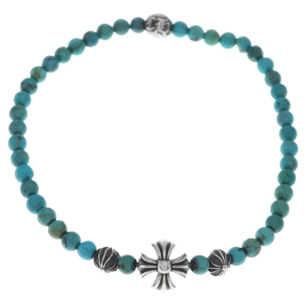 CHROME HEARTS(クロムハーツ) BEAD 4mm CHクロス ターコイズビーズ ブレスレット ブルー/シルバー