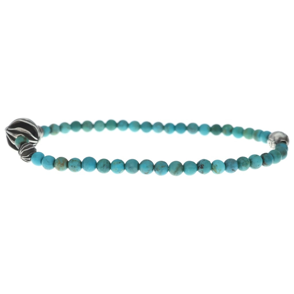 CHROME HEARTS(クロムハーツ) BEAD 4mm CHクロス ターコイズビーズ ブレスレット ブルー/シルバー