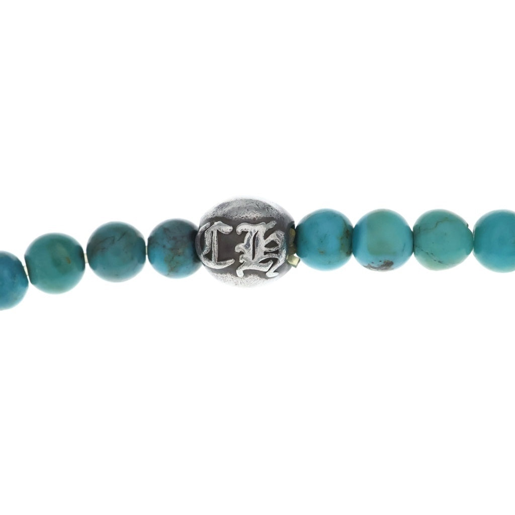 CHROME HEARTS(クロムハーツ) BEAD 4mm CHクロス ターコイズビーズ ブレスレット ブルー/シルバー