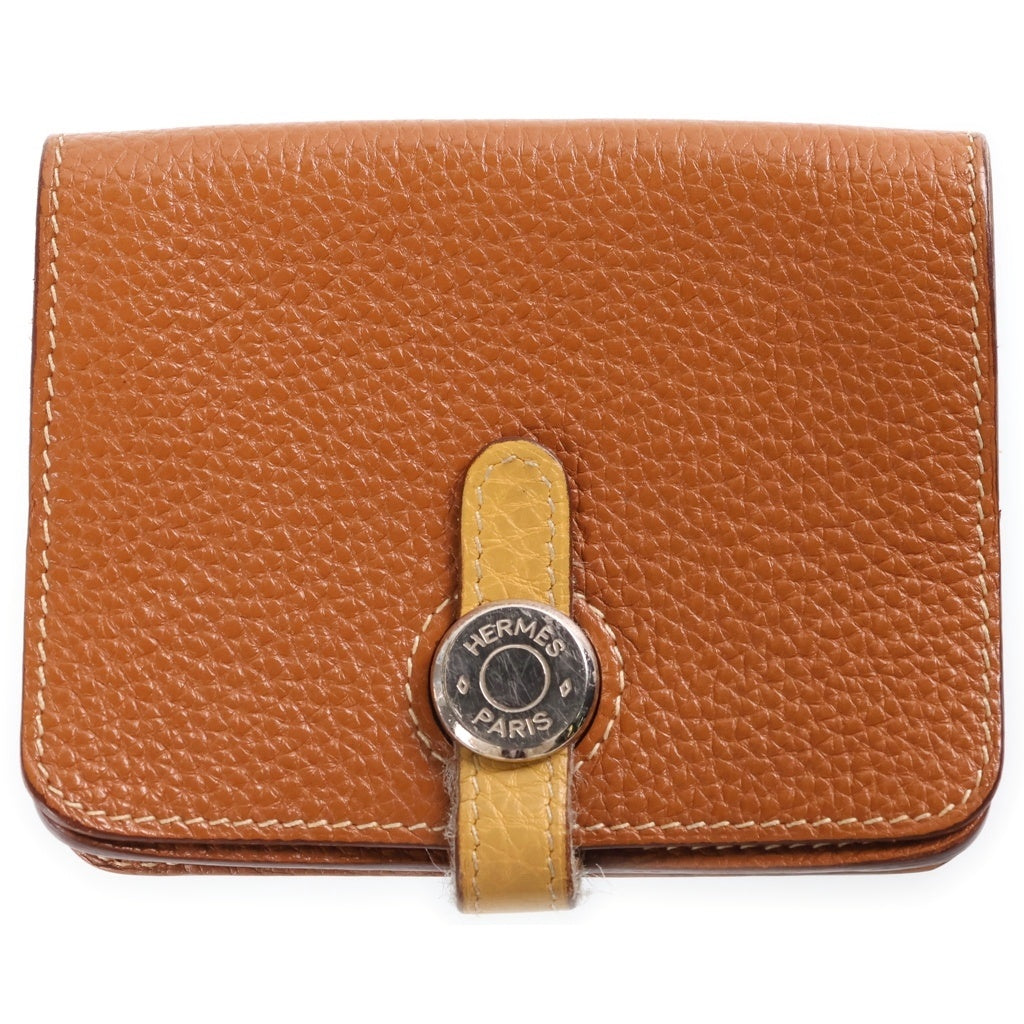 HERMES(エルメス) ドゴン コンパクト バイカラー ウォレット 財布 トゴ ゴールド/カリー □L刻印